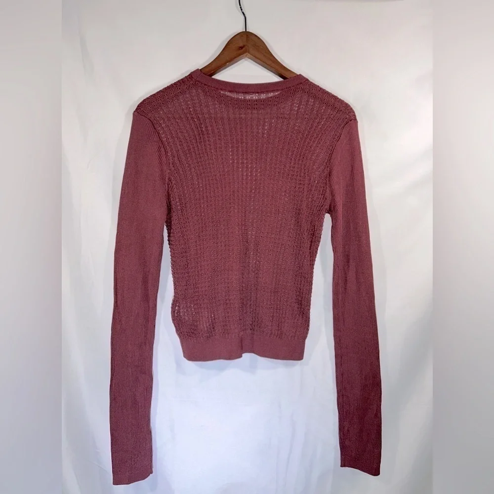 Free People H20 Crew Pullover Sweater Womens Open Knit Ribbed Mesh Sz Medium